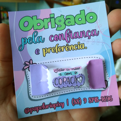 CARTÃO DE MIMO COM BALINHA 8x8,5CM EM P. FOTOGRÁFICO